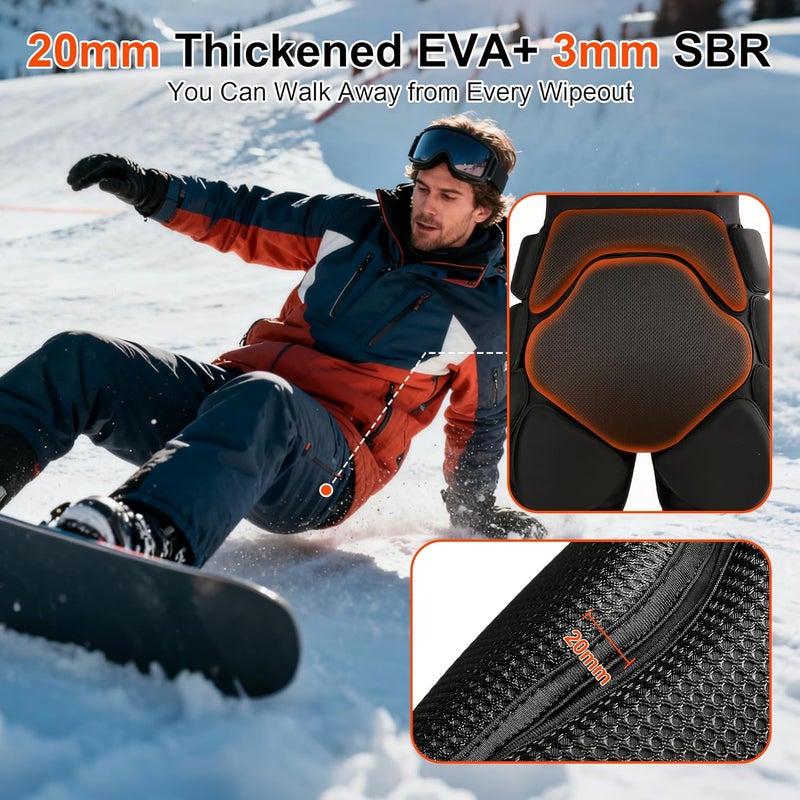 BARMACO 3D Protective Hip Butt EVA Padded Shorts, Crash Pad Impact Gear for Snowboard Skateboard Ski Roller Skating Bicycle et. - Image 3